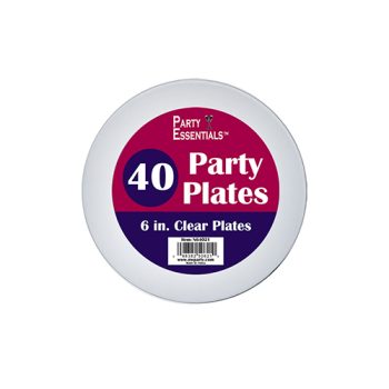Pack of 40 clear 6-inch party plates.