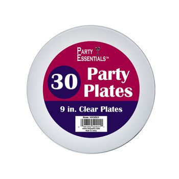 Pack of 30 clear 9-inch party plates by Party Essentials.