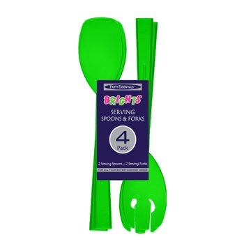 Green 4-piece salad serving set with a label.