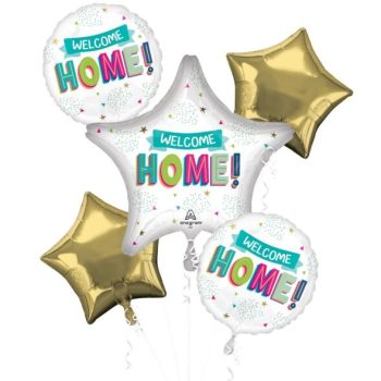 Vibrant balloons decorating a warm welcome home party, adding joy and color to the celebration. Join us in commemorating this special occasion with friends and family!