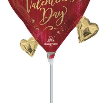 Heart-shaped Valentine's Day balloon with gold heart accents.