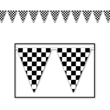Black and white checkered triangular flags garland.