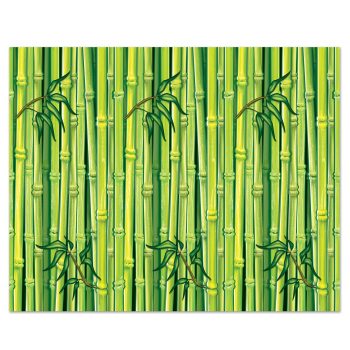 Pattern of dense green bamboo stalks with leaves.
