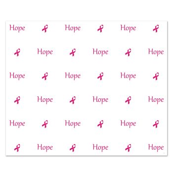 Pattern of pink ribbons and the word 'Hope' symbolizing breast cancer awareness.
