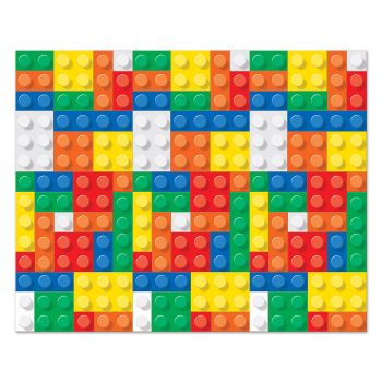 Colorful interlocking building blocks arranged in a pattern.