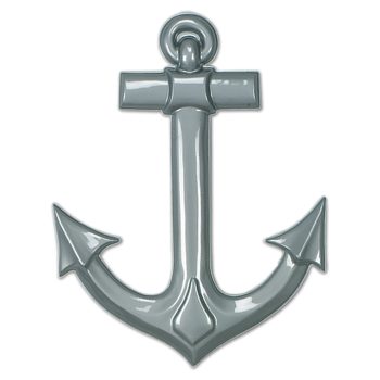 A classic silver anchor symbol.