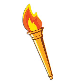 Illustration of a flaming torch with bright orange and yellow flames.