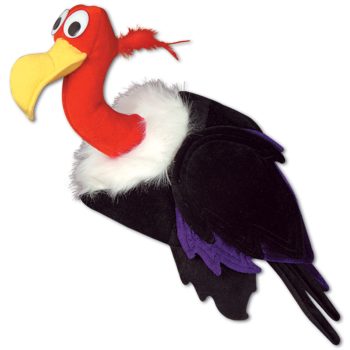 A cartoon turkey with a big yellow beak and colorful feathers.