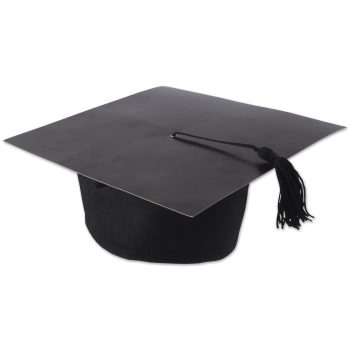 Black graduation cap with tassel.