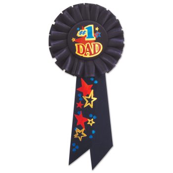 #1 Dad award ribbon with stars.