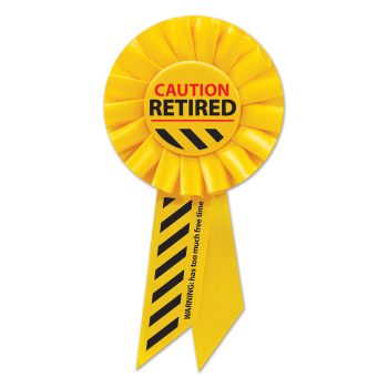 Yellow ribbon with 'Caution Retired' text and caution stripes.