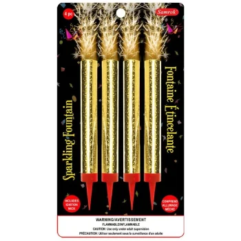 Four golden sparkling fireworks for celebrations.