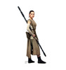 A person dressed as Rey from Star Wars holding a staff.