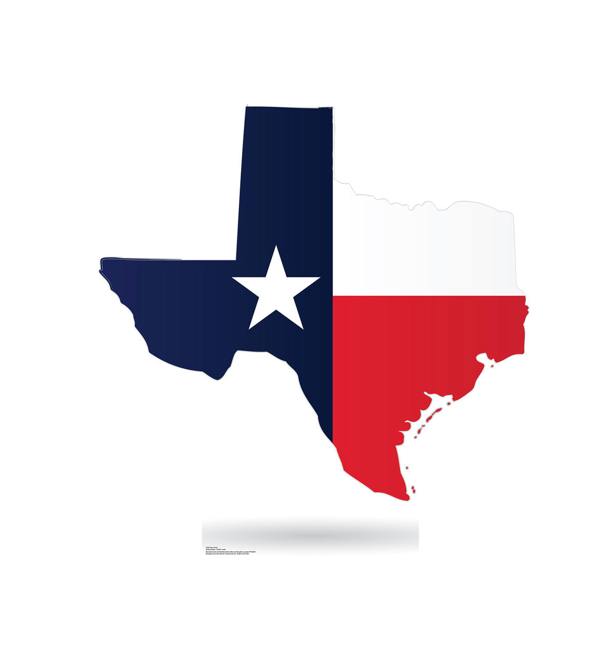 Texas state shape filled with the Texas flag design.