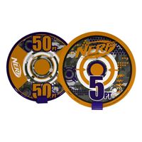 Two Nerf dart discs with point values 50 and 5.
