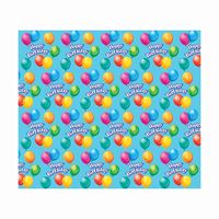 Colorful balloons with 'Happy Birthday' text on a blue background.