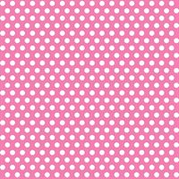 Pink background with evenly spaced white polka dots.