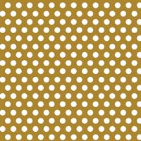 White polka dots on a golden brown background.