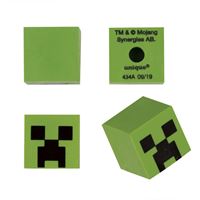 Green Minecraft Creeper-themed sticky notes from various angles.