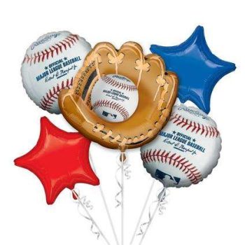 Colorful baseball-themed party balloons creating a vibrant atmosphere for your celebration. Perfect for sports enthusiasts and baseball lovers alike!