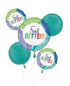 Vibrant balloons adorn a Get Well Soon party, bringing cheer and positivity to lift spirits. Perfect for sending warm wishes and joyous vibes. Make your loved one's recovery brighter with this heartfelt gesture.