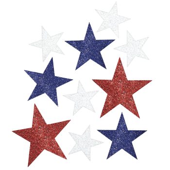 Red, white, and blue stars arranged together.