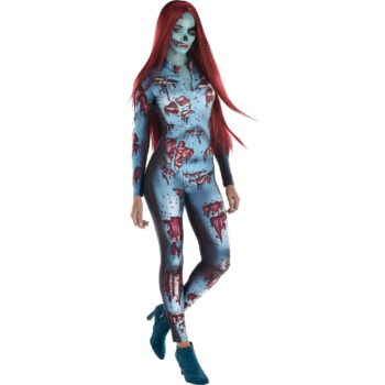 Person in zombie costume with red hair.